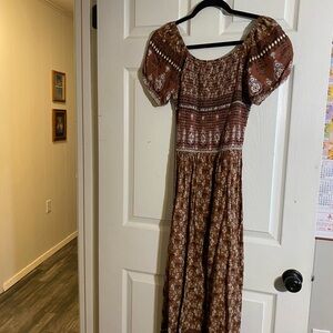 Bohemian Brown Floral Dress